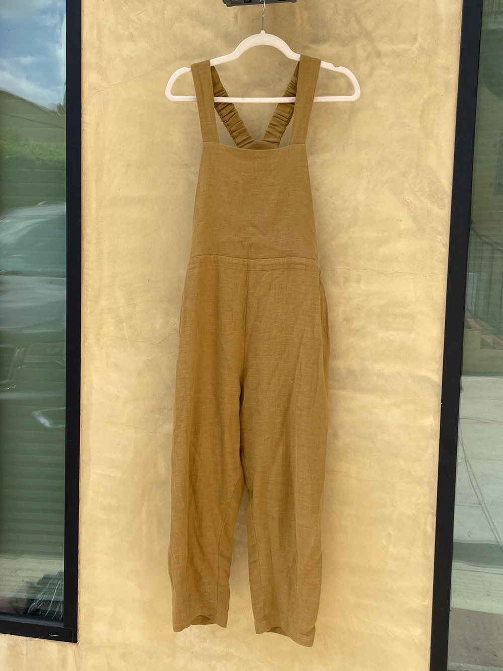 Women's Mustard Linen Overall Jumpsuit - Picture 1 of 6